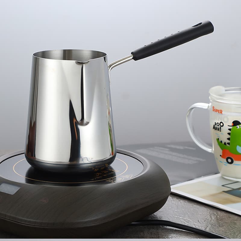 Patterned Milk Pot, Stainless Steel Thickened Baby Food Pot, Infant Frying and Boiling Mini Deep Pot, Oil-saving Small Fryer, Moka Pot