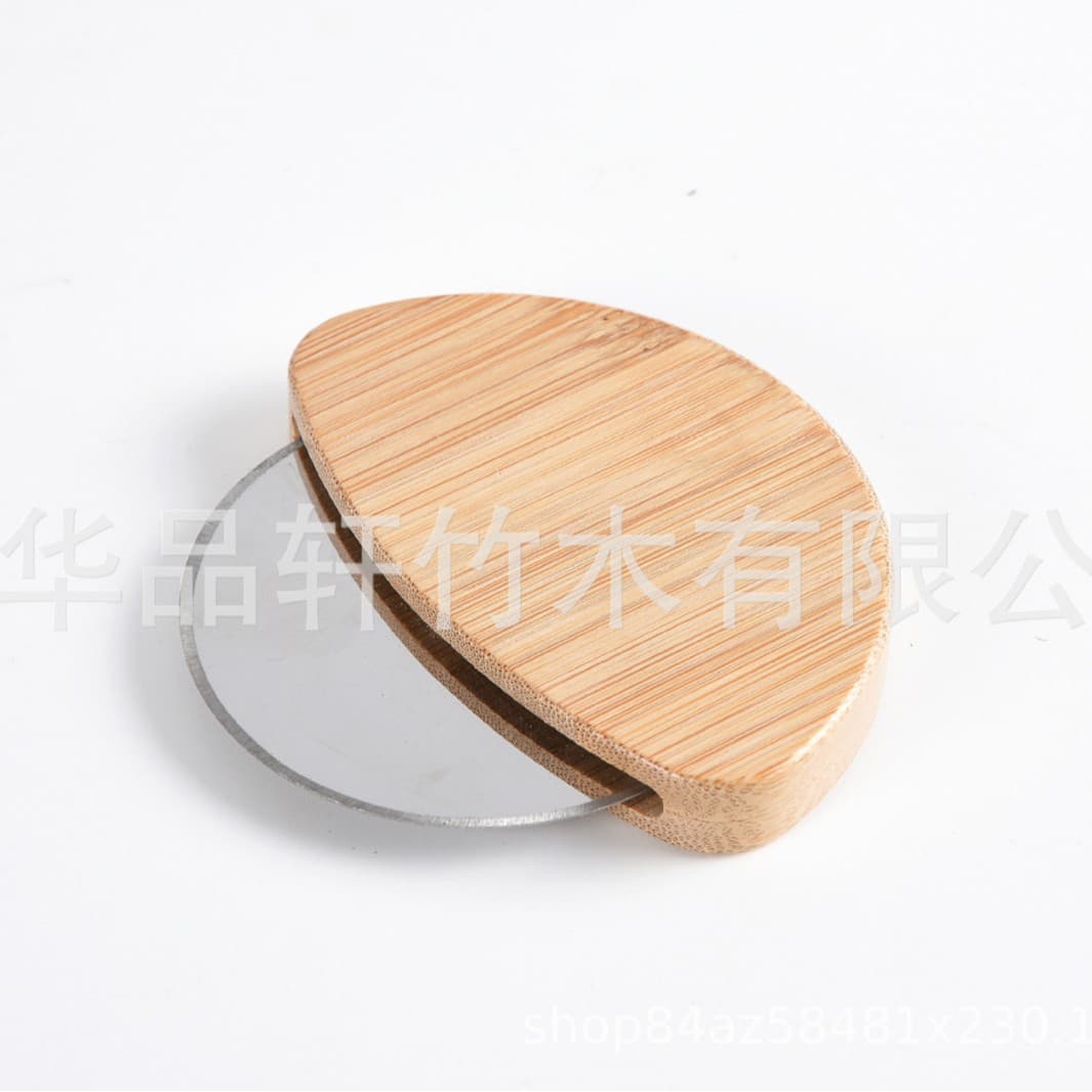 Bamboo round roller pizza knife, biscuit knife, home picnic pizza knife, baking creative kitchen goodies