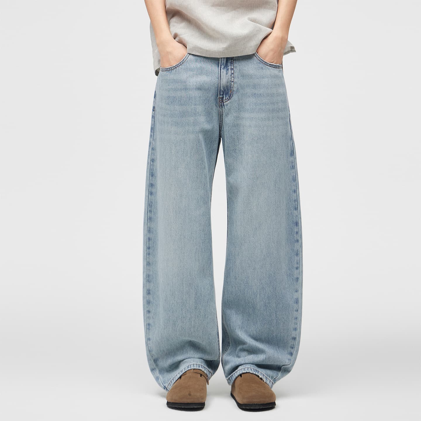 2026 Spring New Cotton Curved Blade Jeans for Men, Trendy Loose Fit American High-Street Casual Long Pants