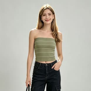 Women's Seamless Knitted Contrast Color Tube Top, Sexy Inner Wear, Wear-Out Vest, Slimming Retro Top, Summer Sleeveless