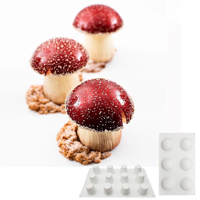 Mushroom Mold 8-Cavity Half-Round Silicone Mold 6-Cavity Half-Round Snow Lady Baking Mold Cake Mold Chocolate Mold