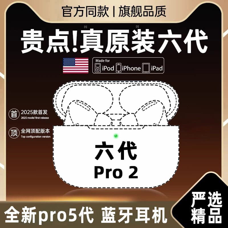 Wireless Bluetooth Earphones 6th Gen Pro2 Noise Cancelling TWS Cross-Border Hot Selling Compatible with Apple AirPods Pro