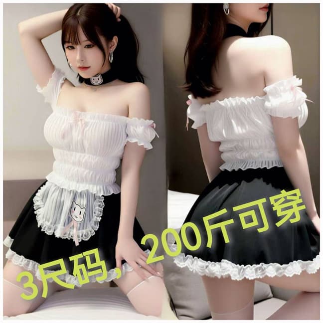 Foreign trade large size sexy lingerie see-through maid suit pure desire sweet and cute tube top uniform tempting maid to gain weight