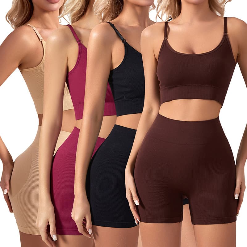 European and American Gather Bra Underwear Women's Sports Fitness Beauty Vest High Waist Abdominal Tight Comfortable Elastic suit Shorts