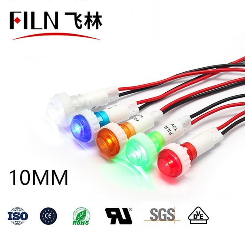 10mm Mushroom Head Wired Indicator LED Mini Signal Light 12V/220V Manufacturer (FL1P-10NW-2)