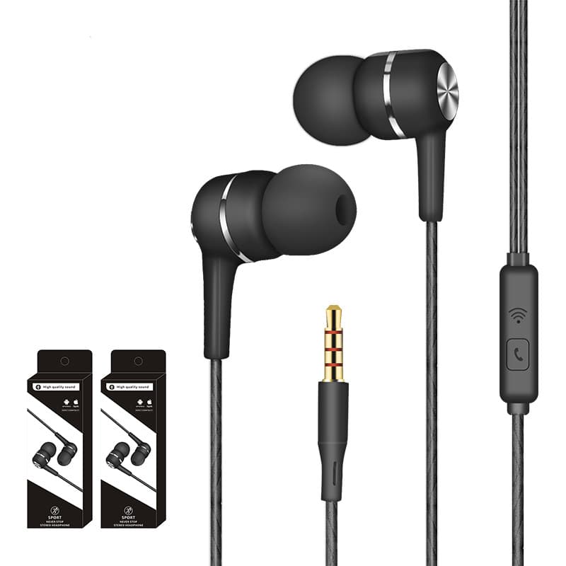 New Simple Universal In-ear Wired Headset Straight Plug Type For Computer Mobile Phone Microphone Wired Control