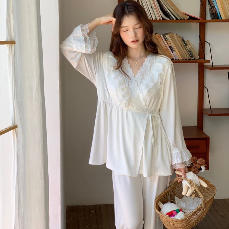 【In Stock 2673-1】Thickened Modal Maternity Suit Nursing Wear Pregnancy Pajamas