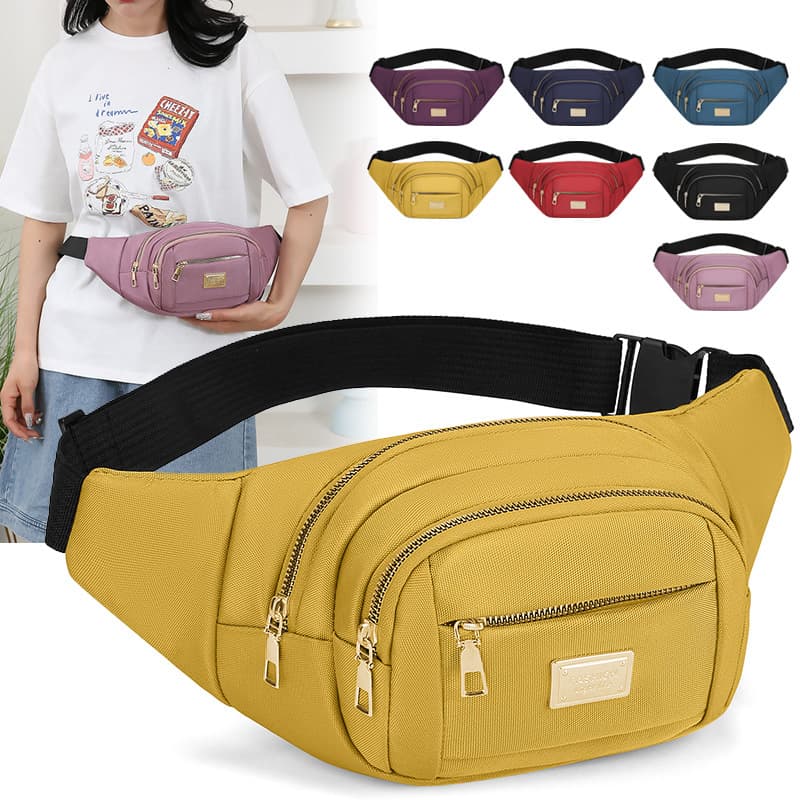 Women's waist bag multifunctional large capacity water-resistant running outdoor sport phone wallet wear-resistant oxford fabric cashier