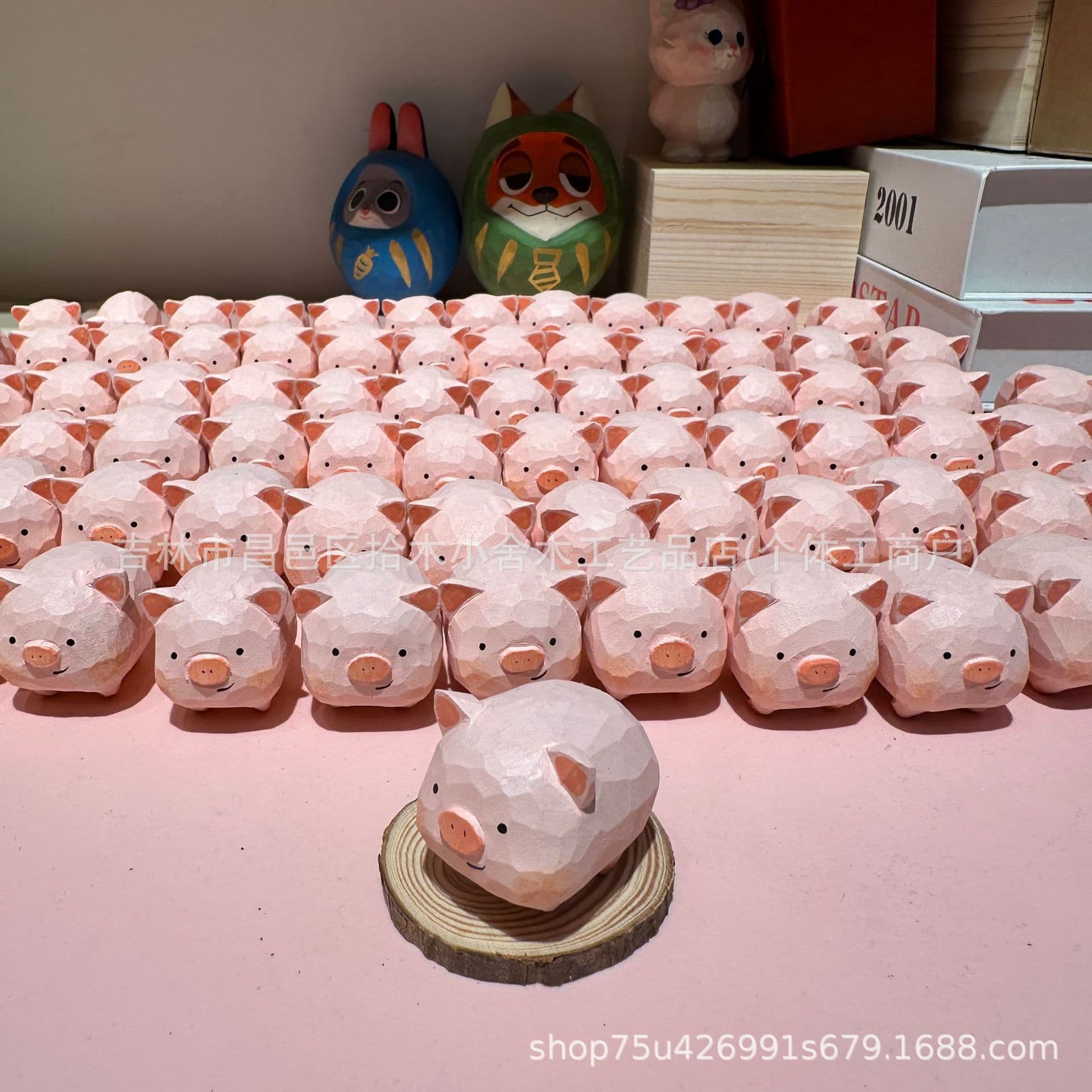 Handmade Pig Wood Pendant - Elf Root Carving Cute Cartoon Viral Same Style Hot Sale Wood Product