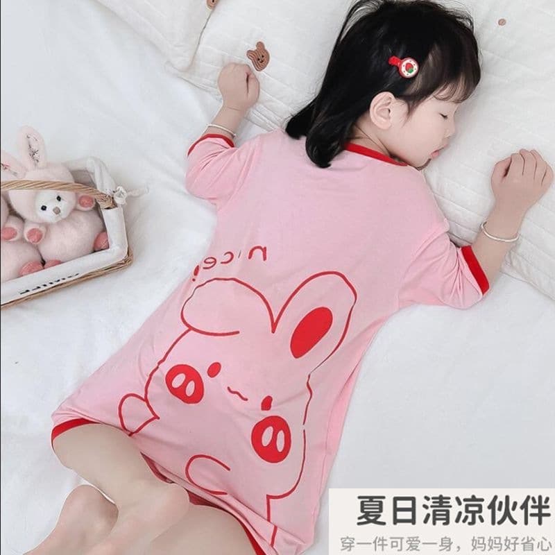 Baby Summer Thin Air Conditioning Children's Homewear Cartoon Girl Princess Onesie Sleep Dress Sleep Sack Modal Pajamas