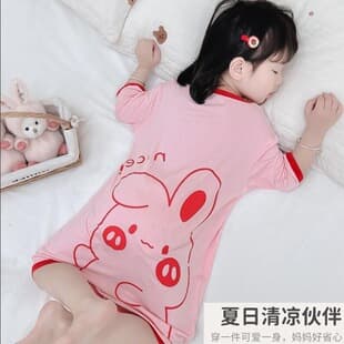 Baby Summer Thin Air Conditioning Children's Homewear Cartoon Girl Princess Onesie Sleep Dress Sleep Sack Modal Pajamas