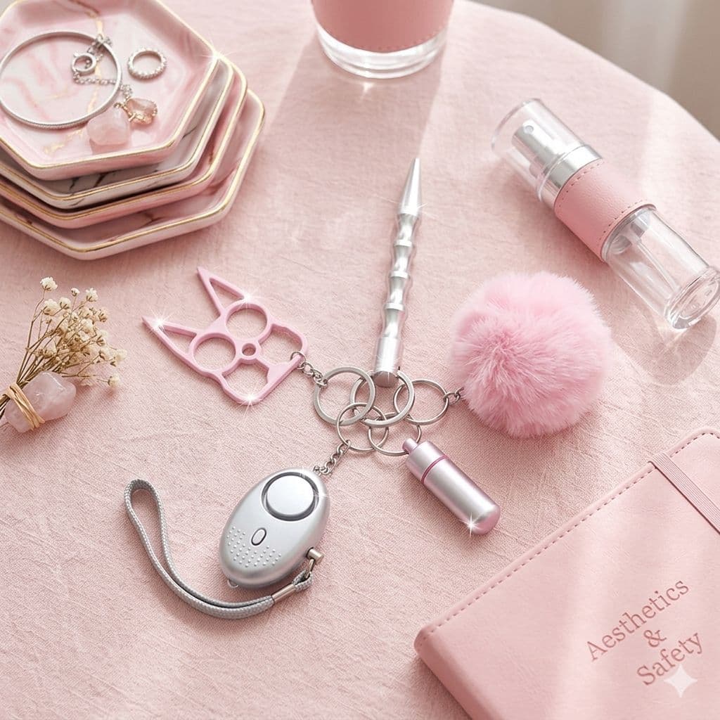 Cross-Border Hot Selling Self Defense Keychain 5-Piece Set with Alarm and Knuckle Duster for Women