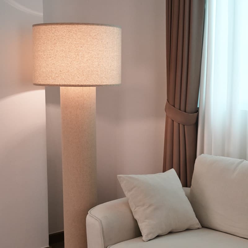 Modern minimalist fabric vertical lamp B&B living room study floor lamp bedroom bedside retro atmosphere decorative table lamp
