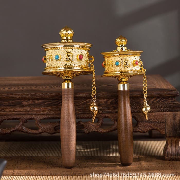 Hand-cranked prayer wheel base, Tibetan style, Buddhist temple, mantra, copper prayer wheel handle, hand socket.
