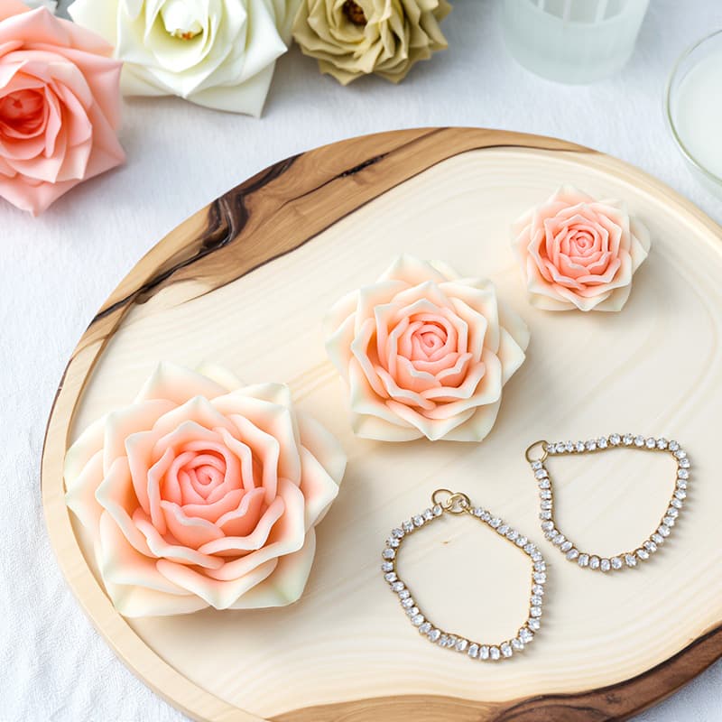 Rose scented candle silicone mold diy Valentine's Day opening rose glue plaster ornament mold