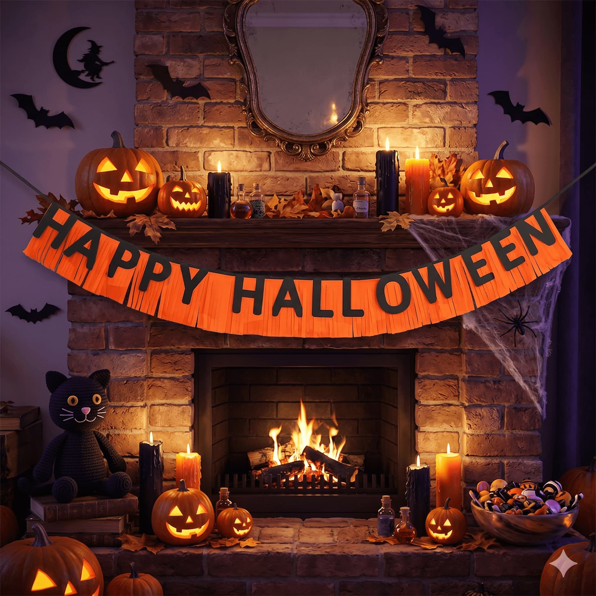 Halloween Orange Tassel Letter Flag Paper HAPPY HALLOWEEN Banner Arrangement Decoration