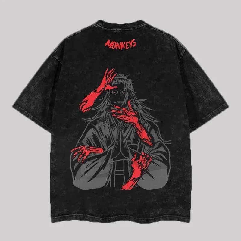 ur graphic se T-shirt retro clothing washed Jujut men and women Kai anime ton street Geu T-shirt suugS plus