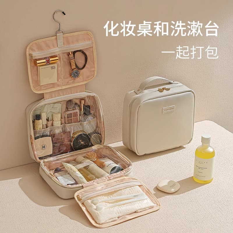 2024 New Portable Large Capacity Transparent Waterproof Travel Toiletry Bag for Cosmetics and Makeup Brushes