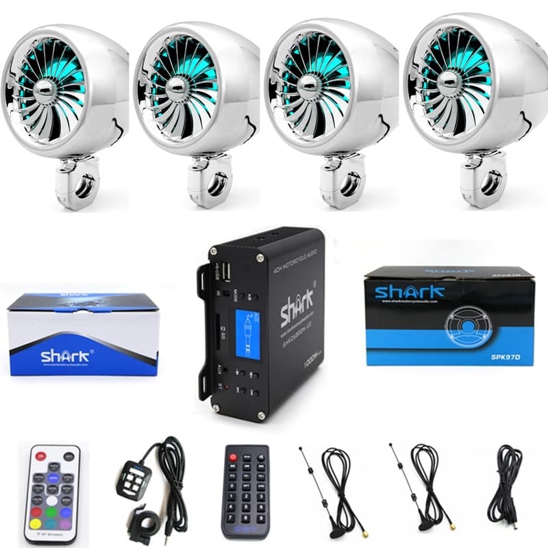 SHARK Motorcycle Audio 4-Channel High Power External Amplifier Multifunctional Bluetooth 12V Speaker 6800N90
