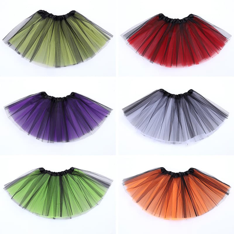 Cross-border Tutu Skirt European Mesh Skirt Color-block Three-layer Six-panel Skirt Pleated Skirt Party Skirt Half Tutu Skirt