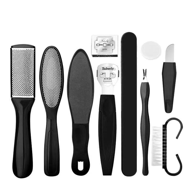 10-In-1 Pedicure Foot Board Scrubber Stainless Steel Dead Skin Remover Foot Care Tool Electric Grater Pedicure Kit