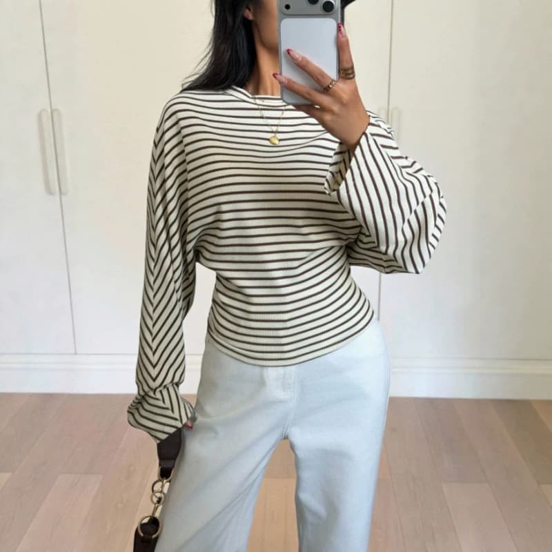 2026 Europe and America Cross-border Crew Neck Drop Shoulder Loose Top V-shaped Splicing Casual Relaxed Early Autumn Versatile Top