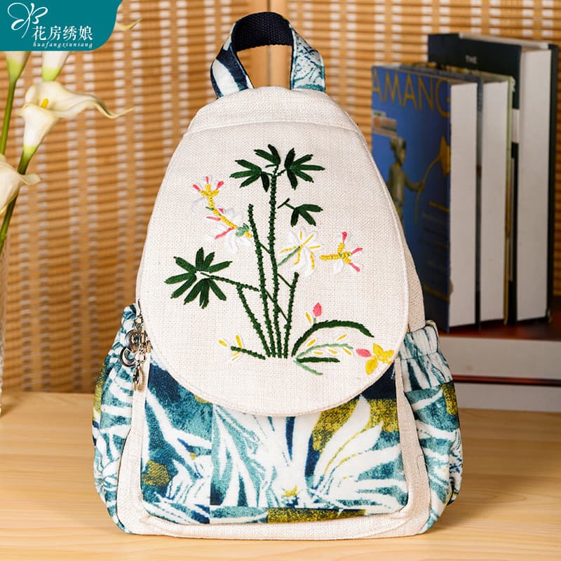 Huafang Xiuniang Original Women's Canvas Backpack Retro Small Backpack Chinese Style Travel Backpack