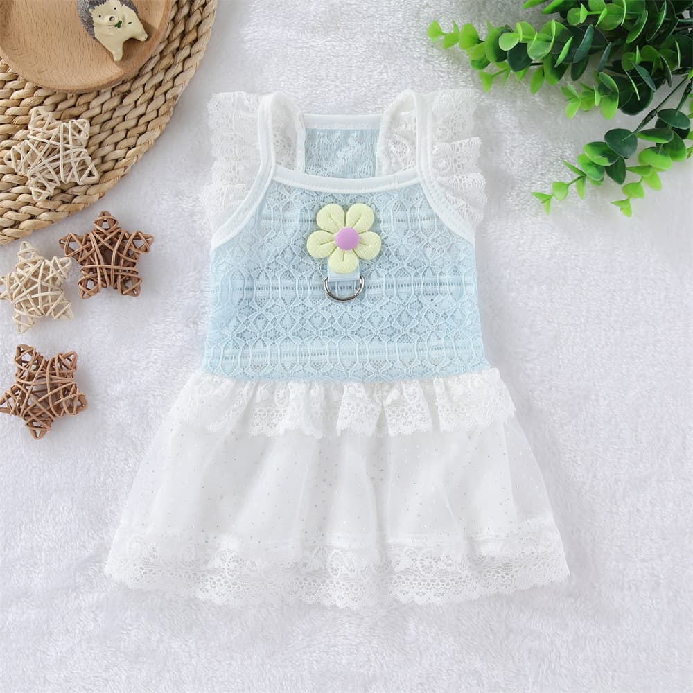 Lace Camisole Dress Summer Thin Hollow Sunflower Dog Cat Clothing Breathable Pet Princess Dress