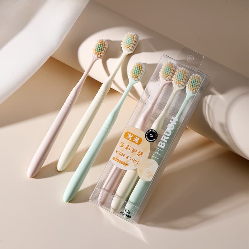 Japanese-Style Wide-Head Ultra-Soft Toothbrush 3-Pack, Adult Fine Soft Bristles for Gum Care, Home Use, Nationwide Shipping