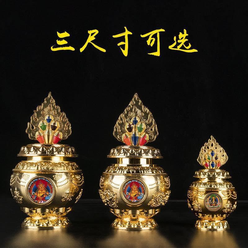 Tibetan-style Ksitigarbha Bodhisattva Vase, Alloy Mani Vase, Available in Three Sizes (Sizes 3-4)