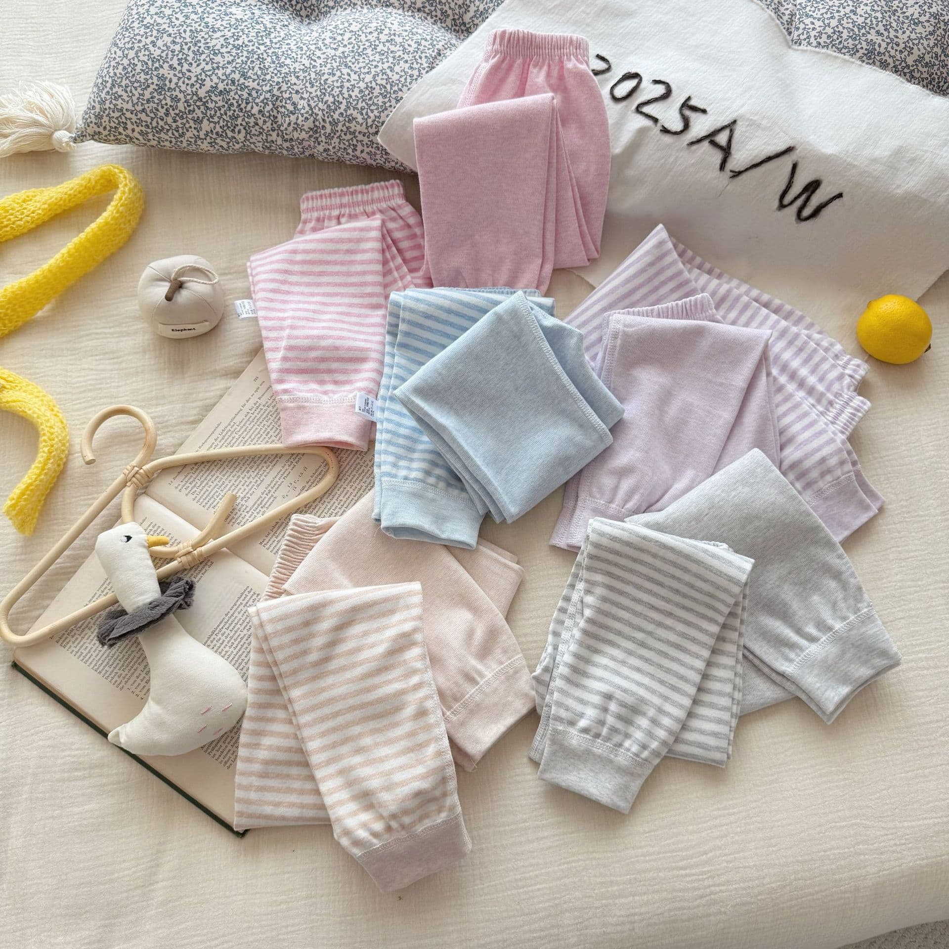 Children's Sleep Pants Baby Spring Autumn Home Pants Boys Pure Cotton Breathable Long Pants Girls Two-Pack Mid-to-Large Kids Base Layer