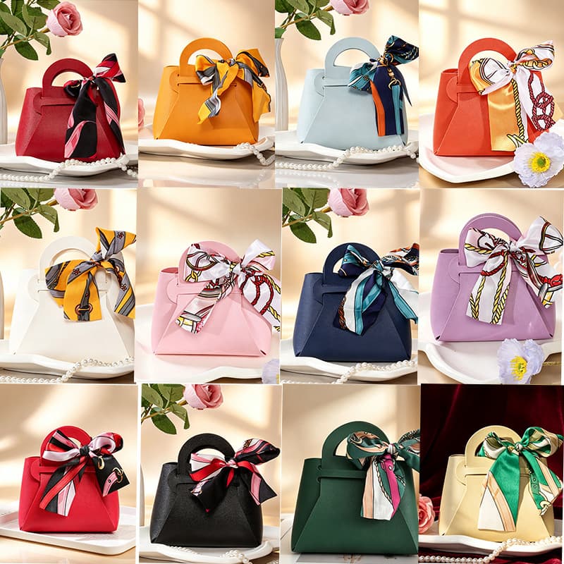 Xiaohongshu Leather Candy Box Handheld European-Style Premium Creative Wedding Favor Candy Box Packaging Bag