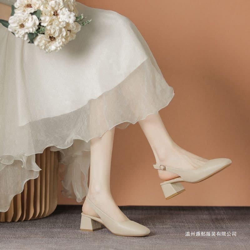 Baotou Women's Chunky Heel Sandals 2025 Spring Summer New Arrival Fairy Style Mid Heel High Heel Shoes