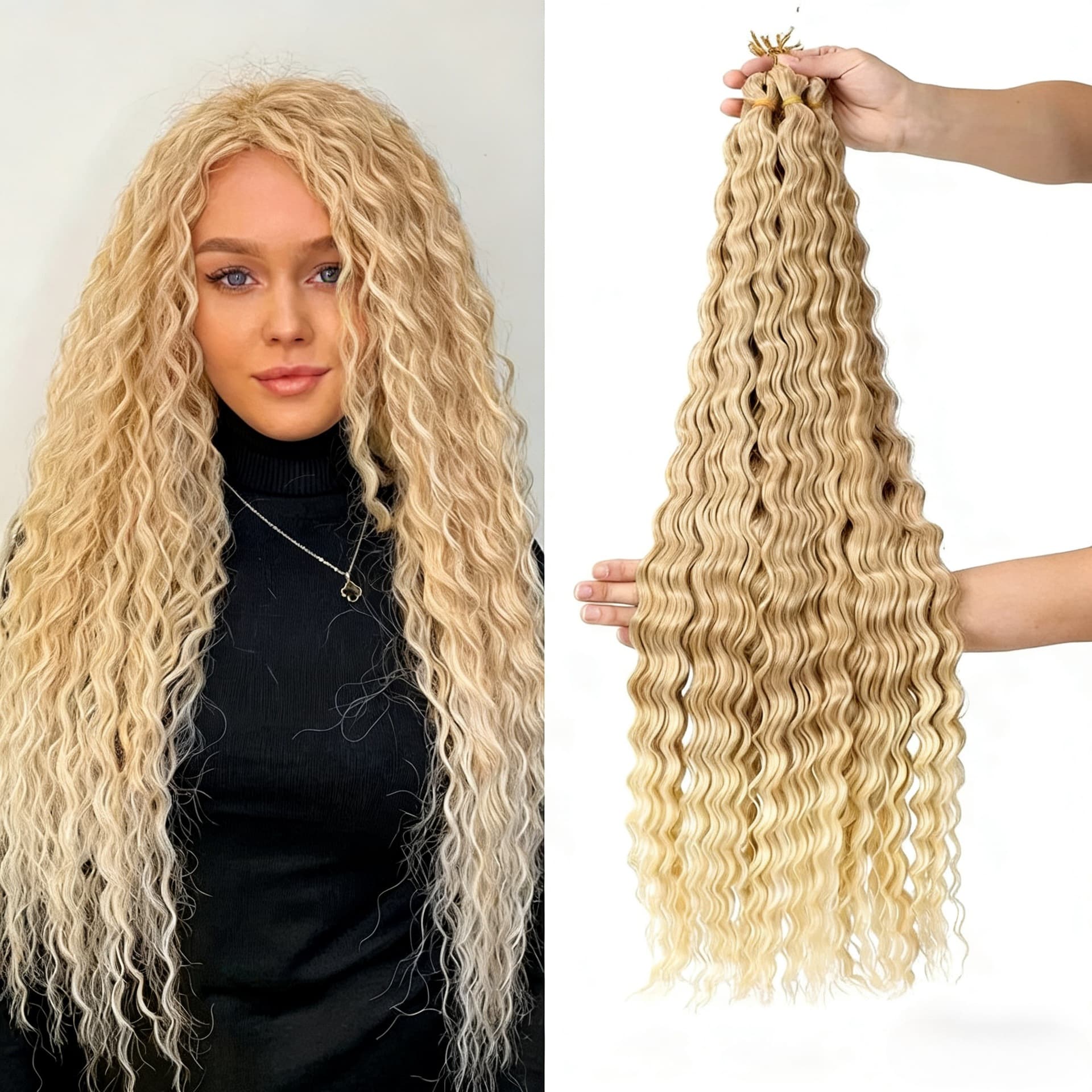 Deep Wave Bulk Hair - Latin Curl, Wool Curl, White Curl Hair Extensions, Curly Hair, High Temperature Silk