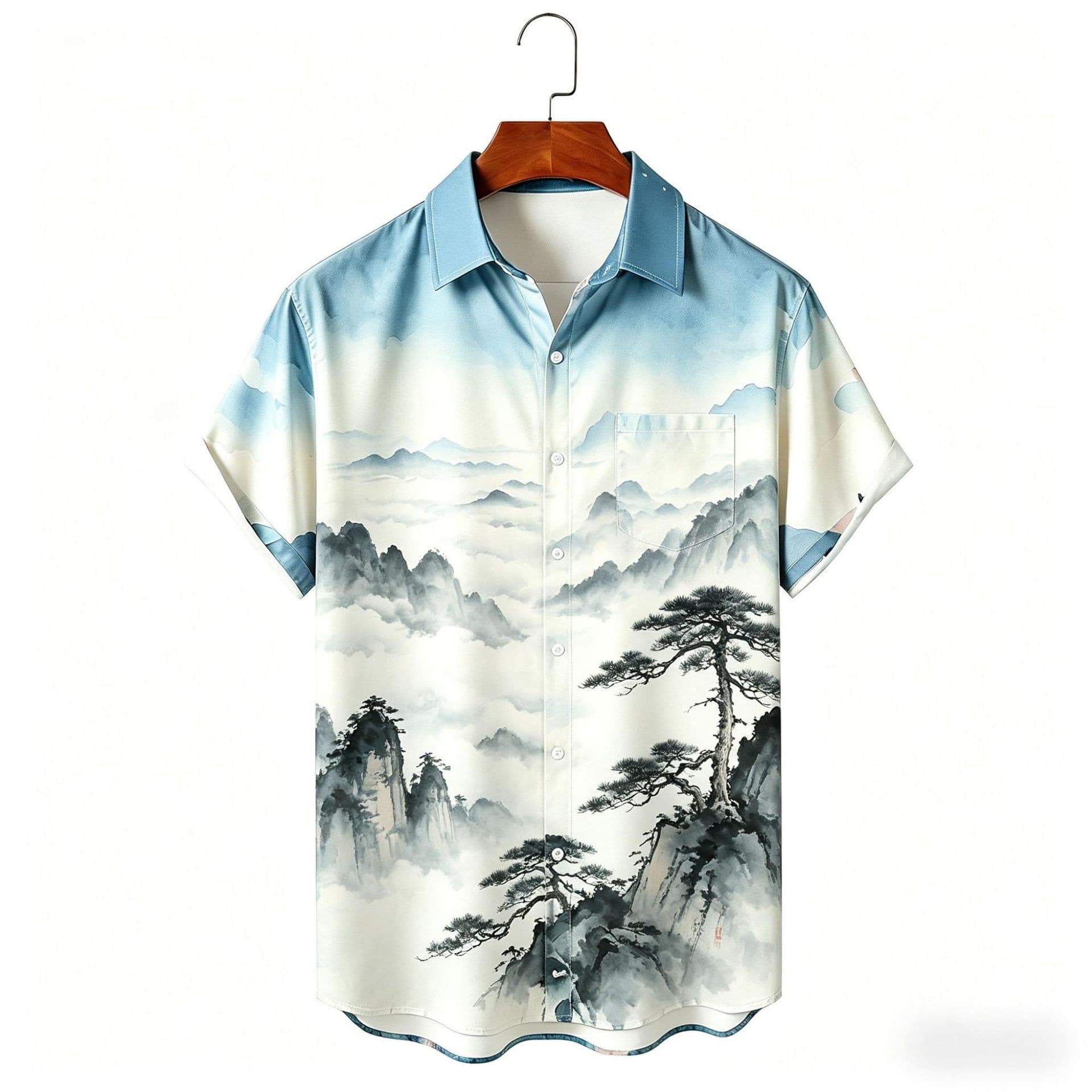 New Summer Short Sleeve Loose Chinese Style Trendy Shirt for Men