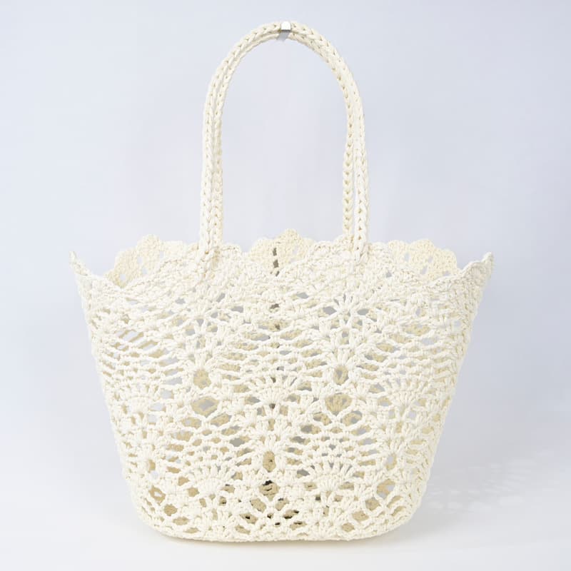 2026 New Fish Tail Pattern Hollow Woven Bag Hand Basket Beach Bag Handwoven Knitted Crochet Bag
