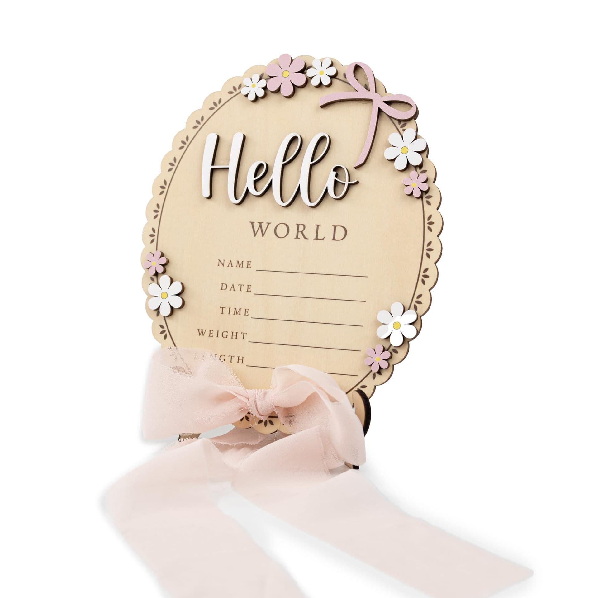 Cross-border hot selling hello world creative wooden baby birth commemorative plaque Amazon newborn photography guide