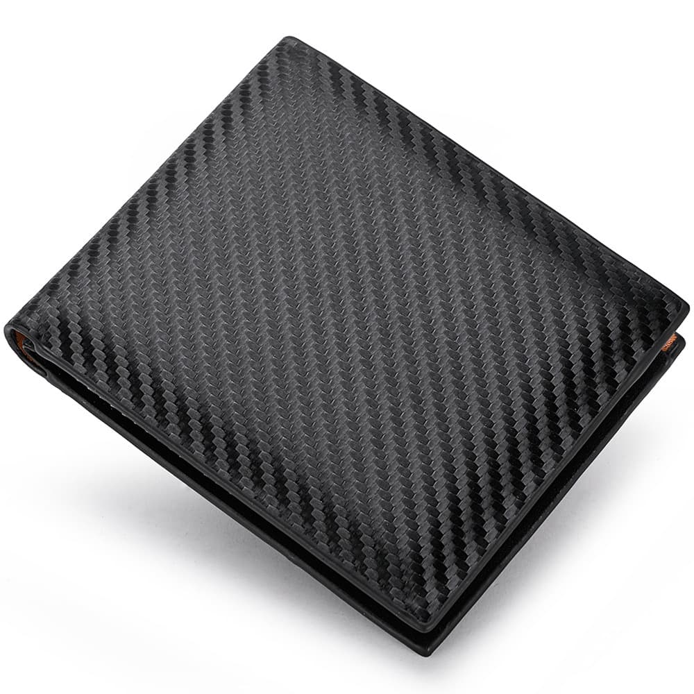 Amazon New Carbon Fiber Wallet Men's Card Holder Integrated Zipper European Style Horizontal Money Clip