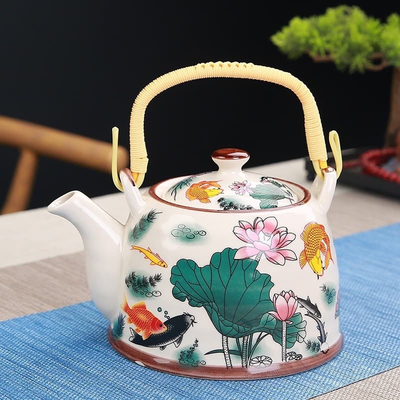 Ceramic Teapot for Restaurant Hotel Home Use Large Traditional Handle Teapot with Strainer Cold Water Pitcher