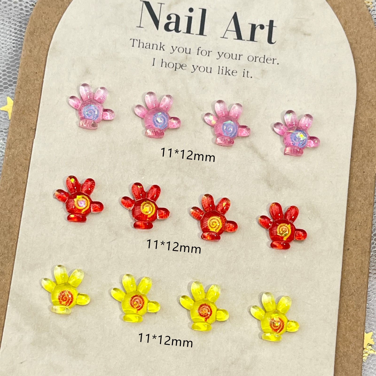 Mickey Glove Cartoon Nail Art Decorations - Colorful Cute 3D Mickey Palm Resin Rhinestones DIY Press-On Nail Accessories