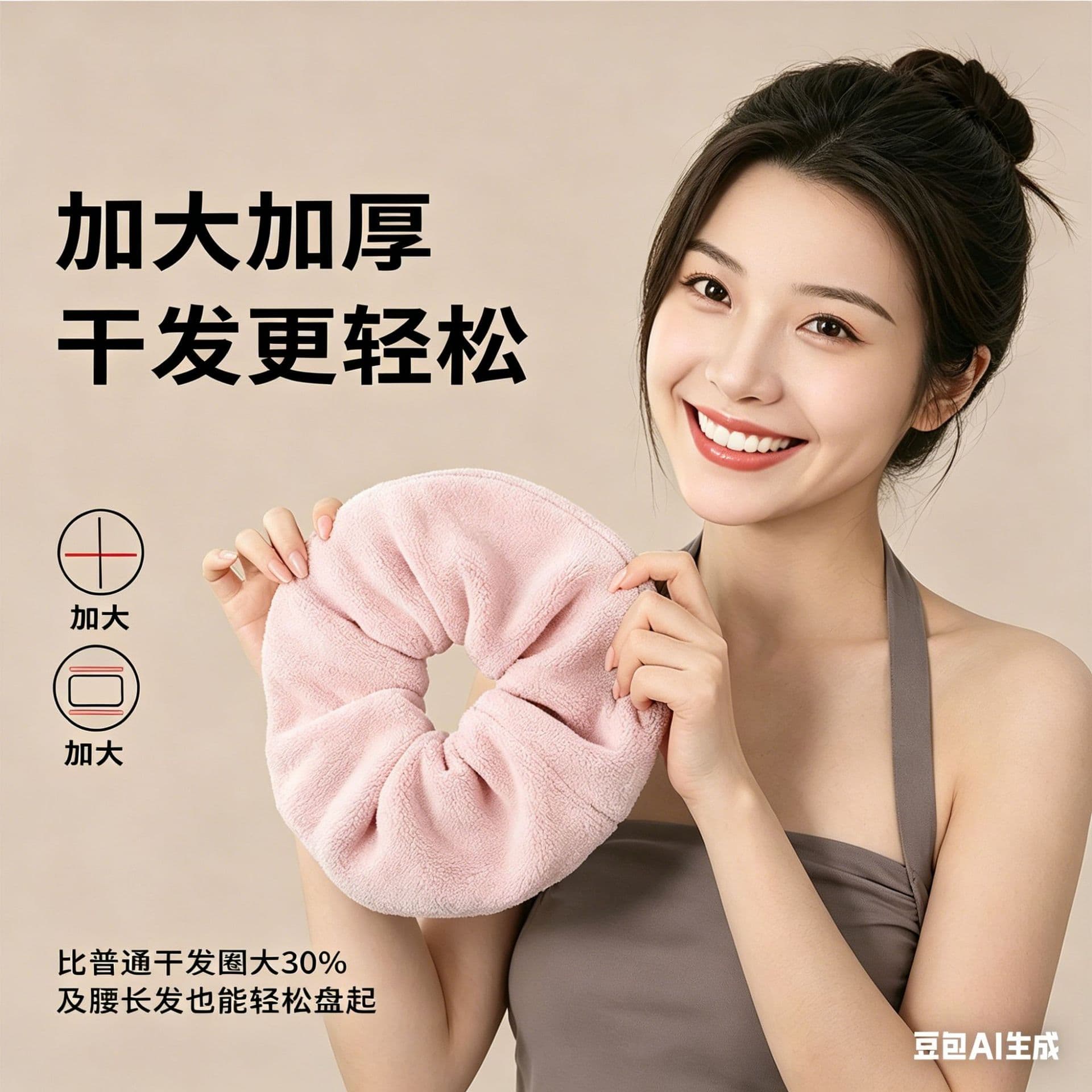 Large Quick-Dry Hair Towel Scrunchie, Absorbent Plush Hair Tie, Gentle on Hair, Dual-Use for Face Washing, Simple Dry Hair Cap