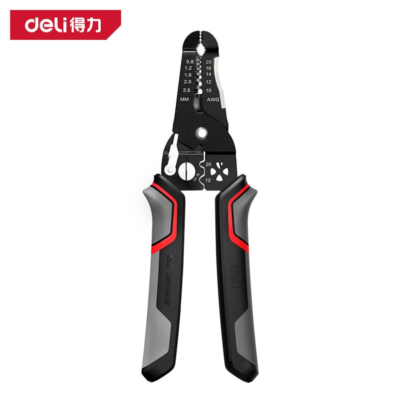Deli Tools DL2609 Wire Stripping Pliers 7-inch Multifunctional Cable Stripper, Wire Cutter, and Crimping Pliers