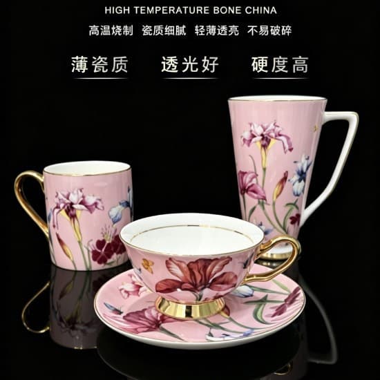 Yilianya high-end pastoral fresh bone china coffee cup home afternoon tea cup set gift box wedding gift