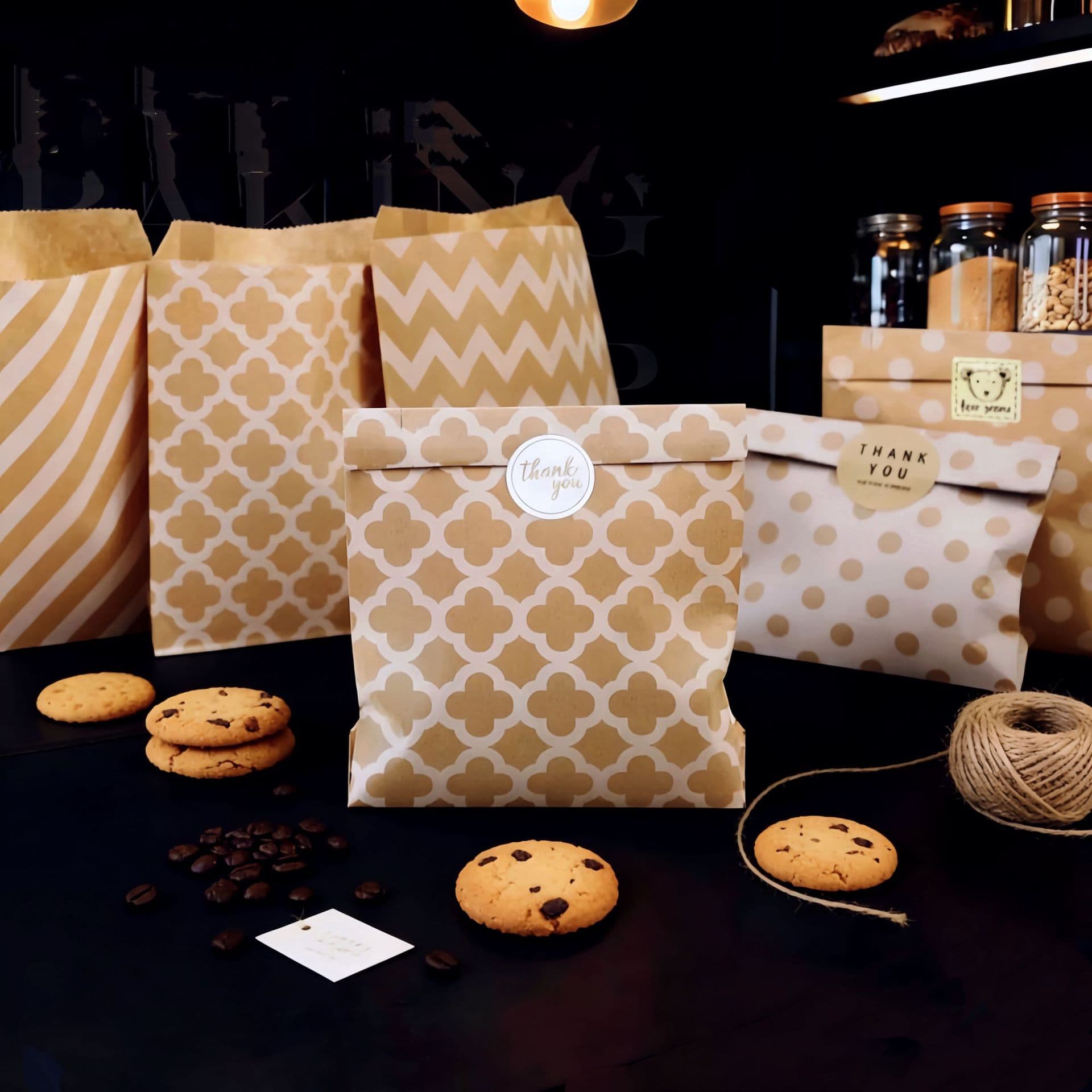 Disposable Kraft Paper Bag with Wave Dots, Party Gift Candy Bag 13*18 cm