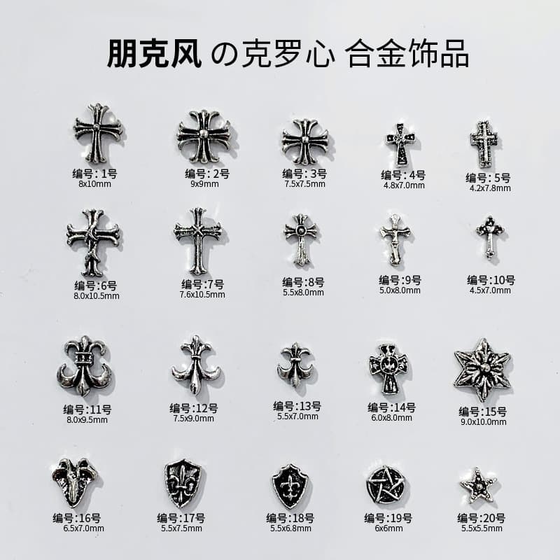 Crow heart jewelry cross nail art jewelry diamond nail art alloy diamond jewelry retro punk dark style nail art diamond