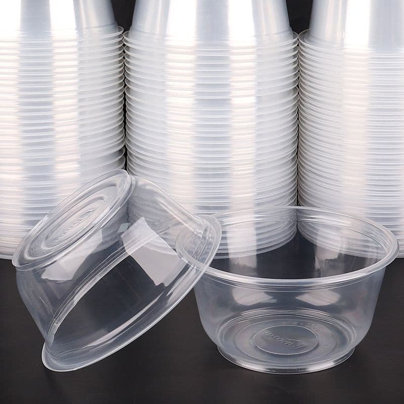 Disposable bowl, chopsticks, and spoon sets, picnic supplies, household use, and round plastic bowls wholesale.