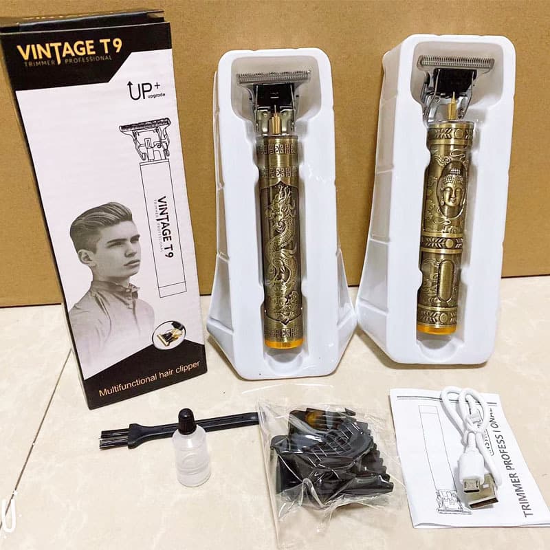 Hair Clipper Oil Head Barber Clipper Vintage Engraving T9 Hair Clipper Electric Trimmer Rechargeable Hair Cutting Razor Detachable