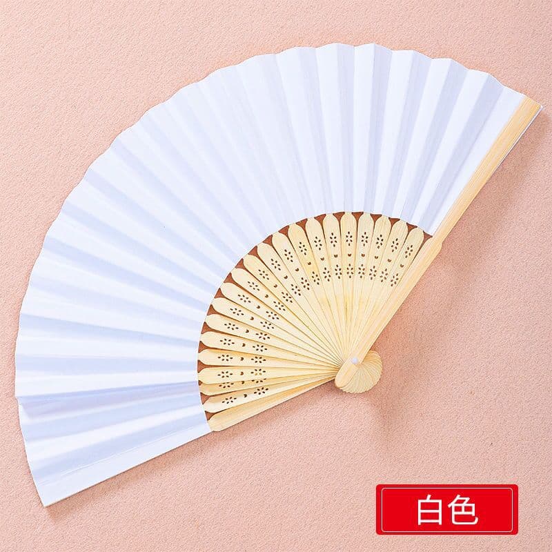 Blank Paper Fan Painting Fan Kindergarten Handmade DIY Blank Fan Folding Fan Calligraphy and Painting Practice Fan Wholesale