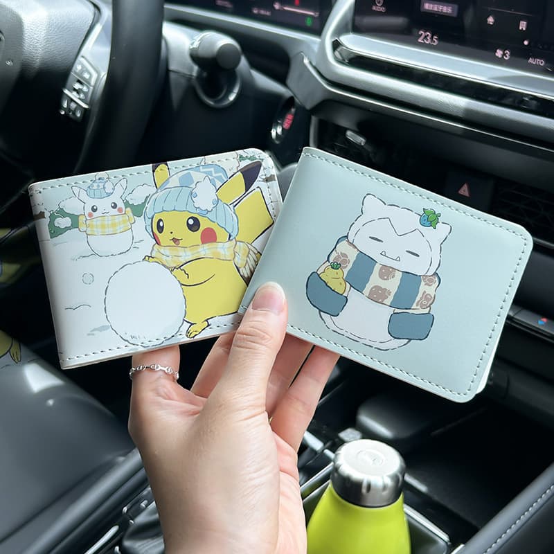 Pokemon Winter Snowman Q Version Cute Anime Driver's License Cover 2-in-1 Vehicle Registration Leather Case