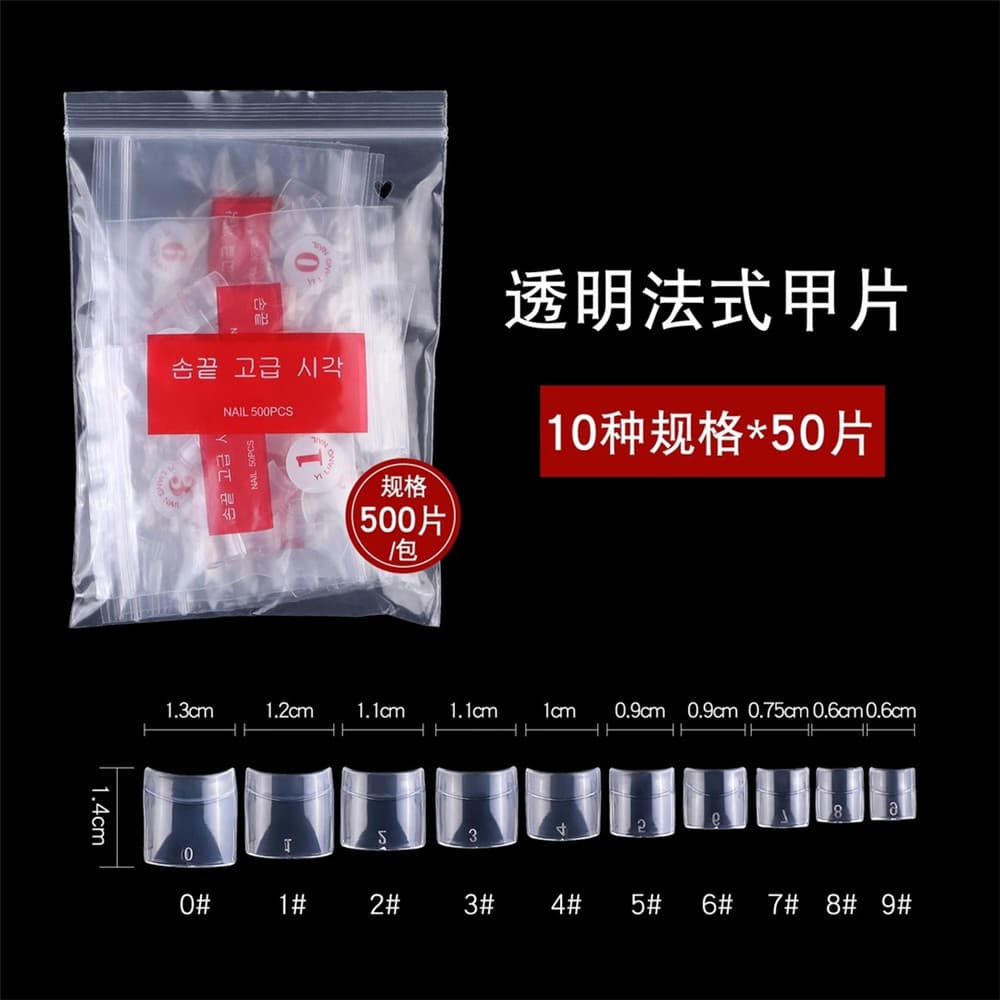 Nail Tip Tool 500pcs Bag Transparent Pure White Short Flat French Nail Tips Flat False Nails